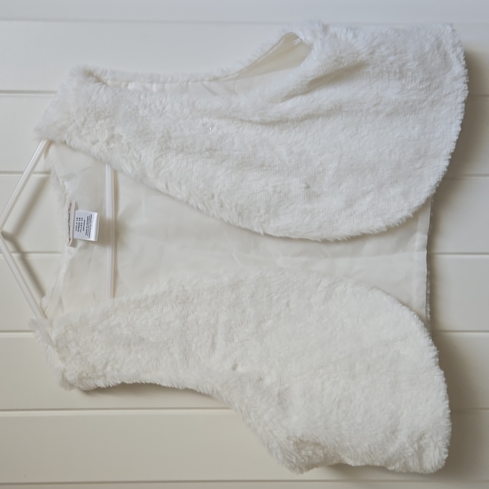SWEET Heart Rose Christmas White soft fake fur vest kids children